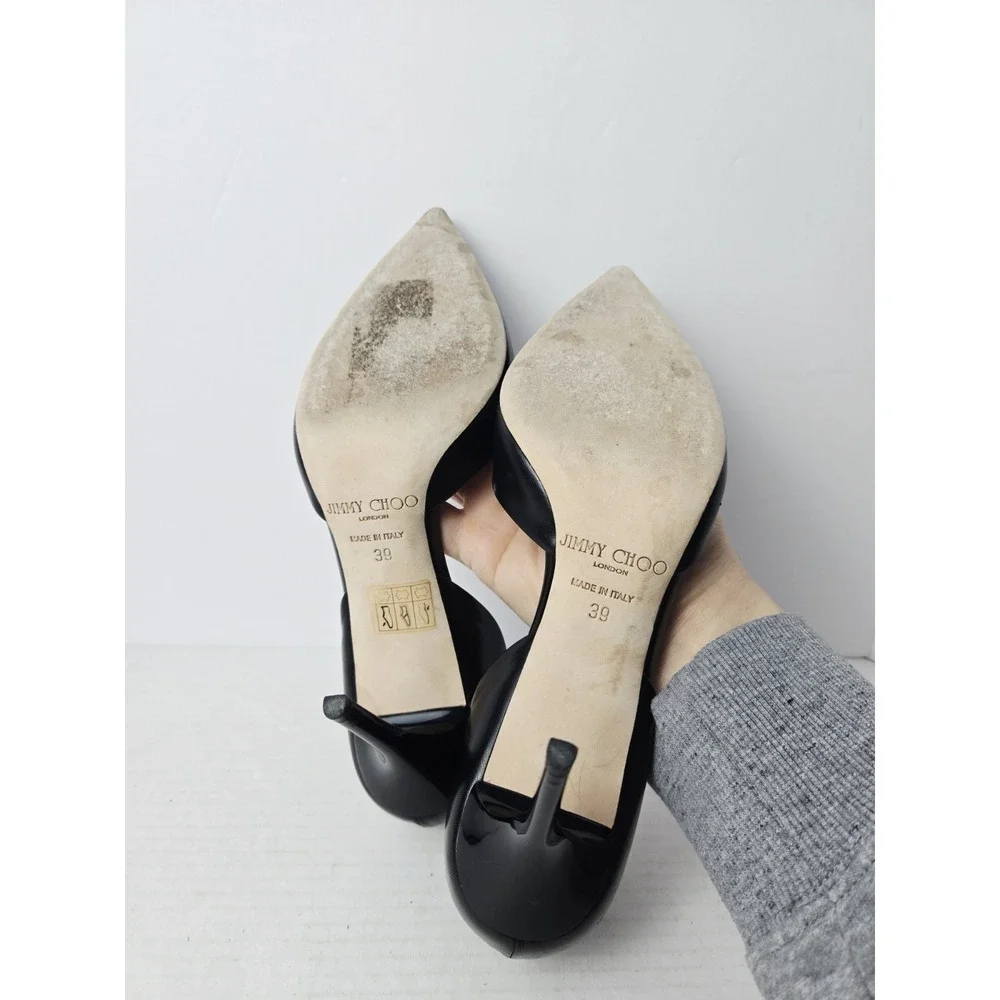 Jimmy Choo Liz d'Orsay black‎ heel sz 39 pointed toe